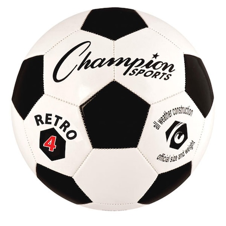 Champion Sports Retro Soccer Ball, Black & White - Size 4 RETRO4